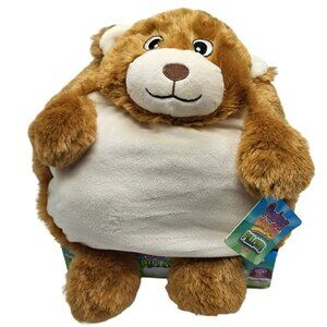 Pudgy Wudgy Stuffed Animal Pillow Brown Bear Furry Stuffie Plushie Plush Kids